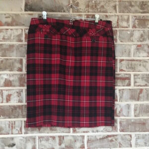 Tracy Evans Vintage Red Black Tartan Plaid Pencil Skirt